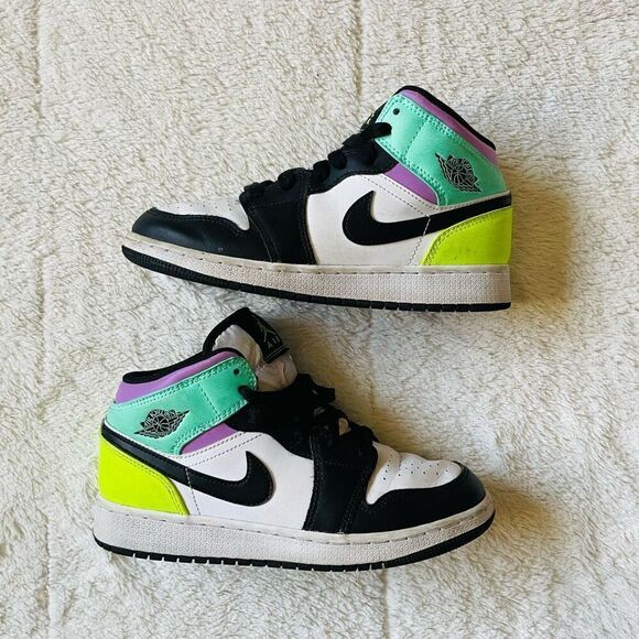 Jordan Youth Air 1 Mid GS 554725 175 Pastel Shoes Sneakers - Picture 7 of 11